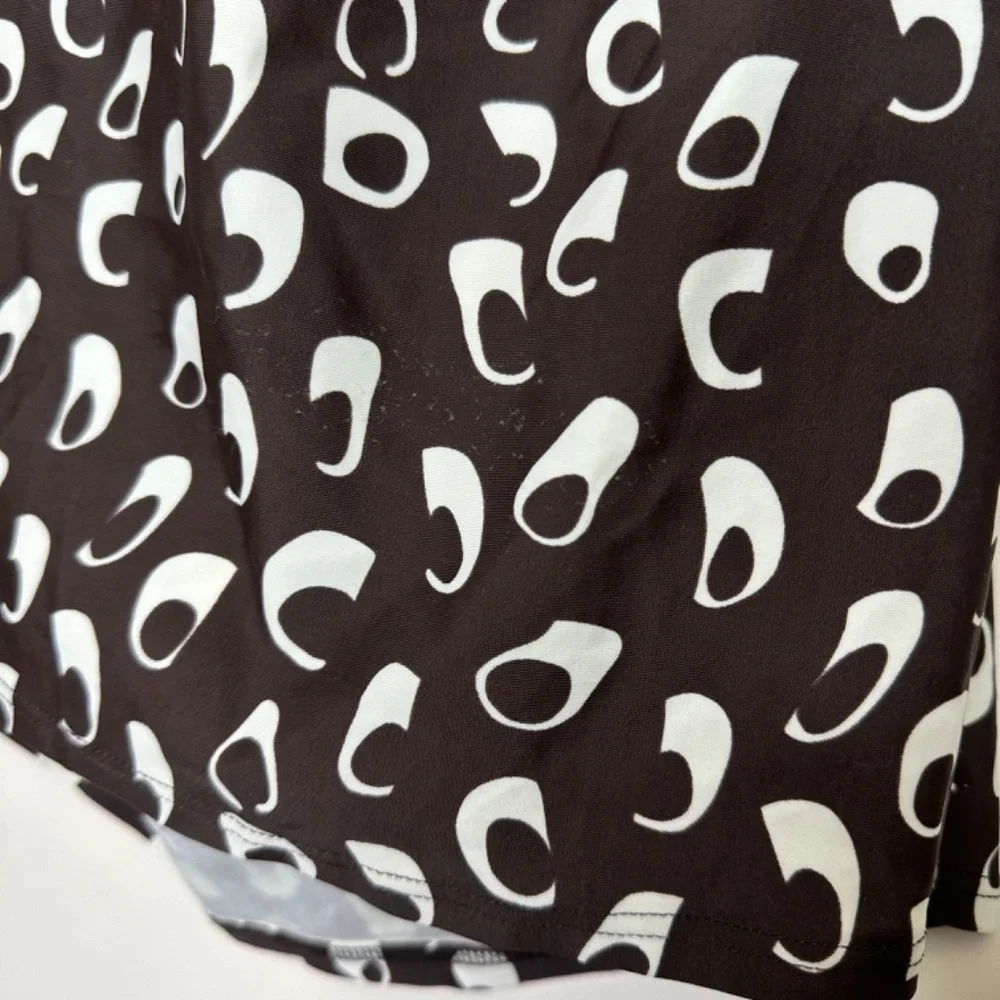 Vintage Y2K Silhouette Solutions Halter Tankini Top Brown & White Abstract Print
